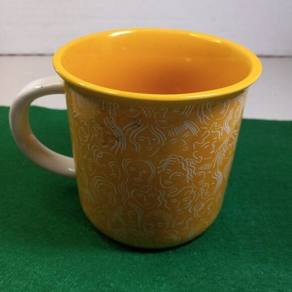 NWT One together Multiple Faced Yellow Mug Cottagecore Countrycore Kitsch - Picture 3 of 6